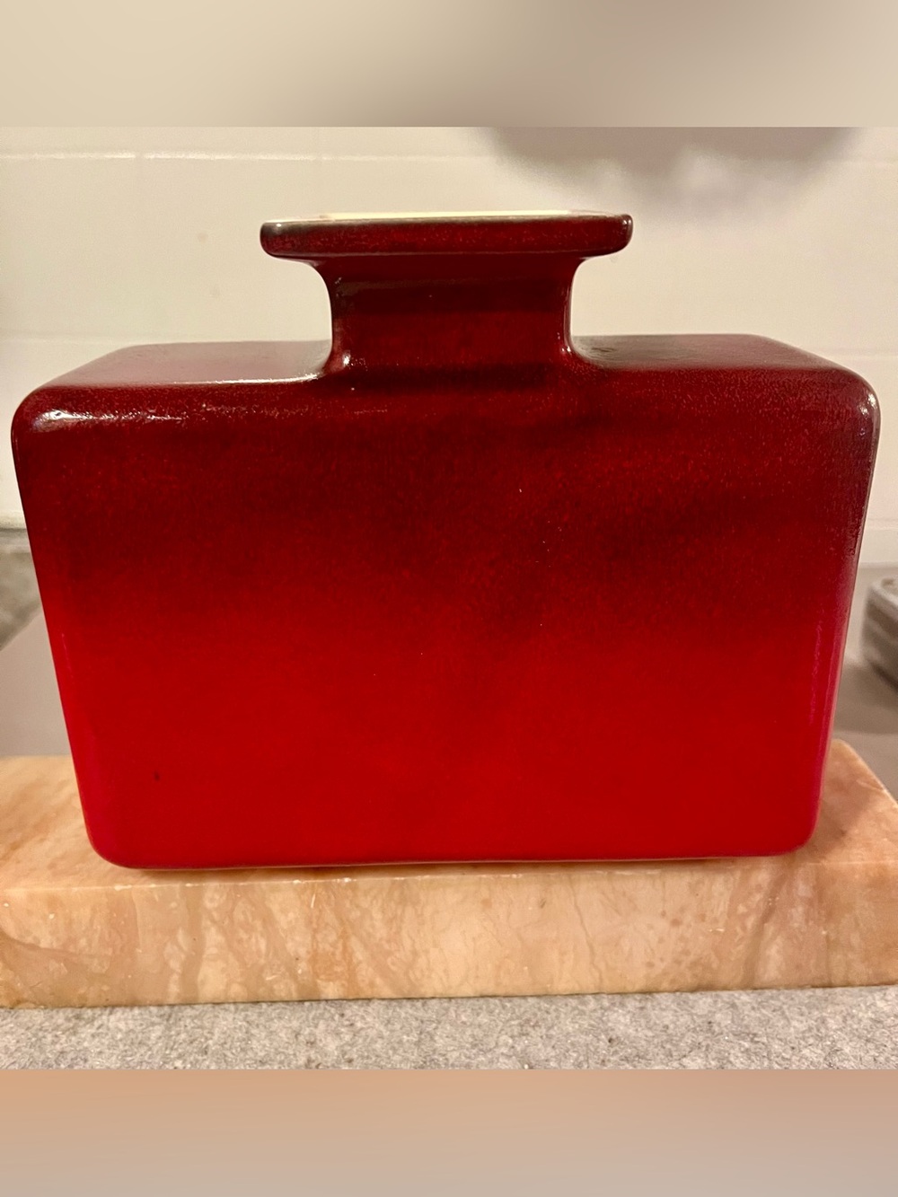 Haeger Red Ombré Rectangle Pottery Vase #4033 USA